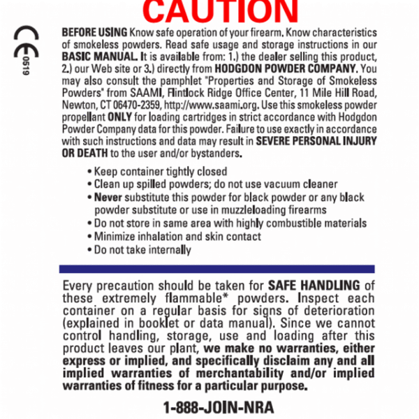 redwoodarsenal (12) Hodgdon Hornady Superformance Smokeless Gun Powder
