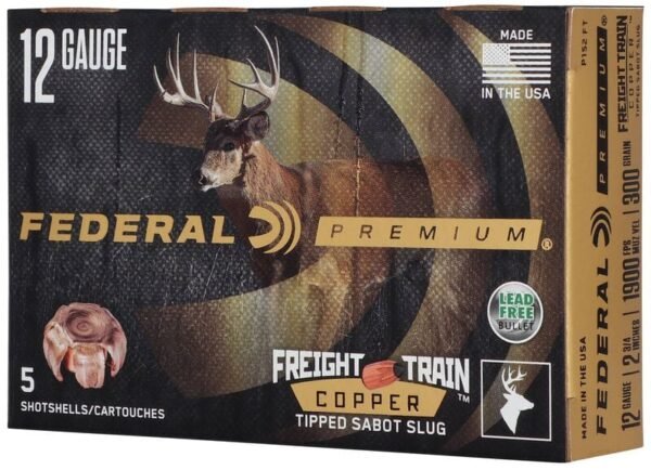 redwoodarsenal (5) Federal Premium Freight Train 12 Gauge Copper Tipped Sabot Slug Ammo Lead Free