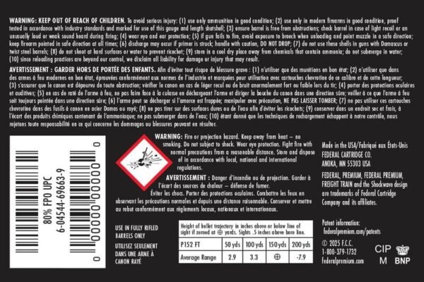 redwoodarsenal (6) Federal Premium Freight Train 12 Gauge Copper Tipped Sabot Slug Ammo Lead Free