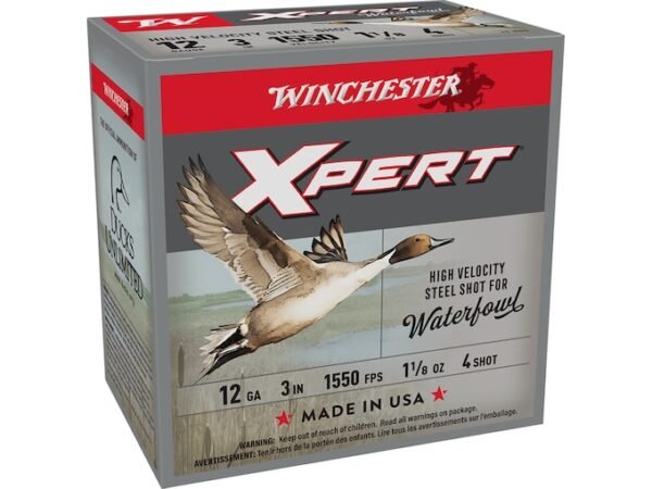 Winchester Xpert High Velocity Waterfowl 12 Gauge Ammo 3" #4 Steel Shot 1-1/8 oz