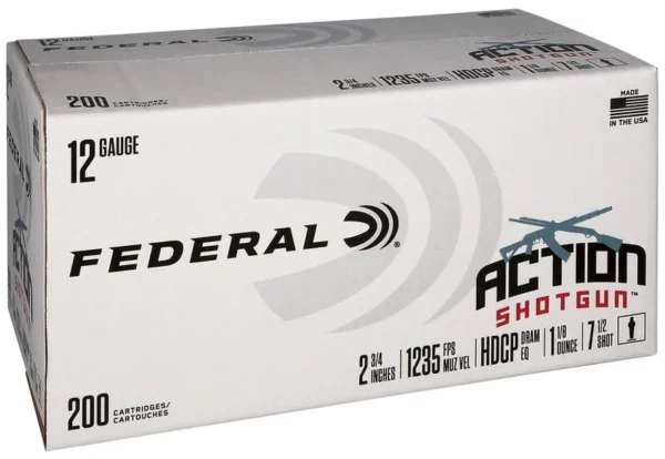 Federal Action 12 Gauge Ammo 2-3/4" #7-1/2 Lead Shot 1-1/8 oz