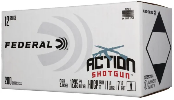 Federal Action 12 Gauge Ammo 2-3/4" #7-1/2 Lead Shot 1-1/8 oz