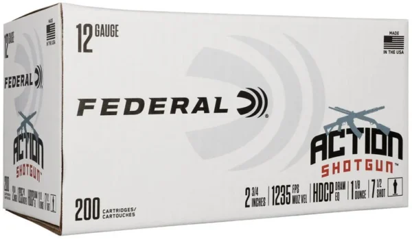 Federal Action 12 Gauge Ammo 2-3/4" #7-1/2 Lead Shot 1-1/8 oz